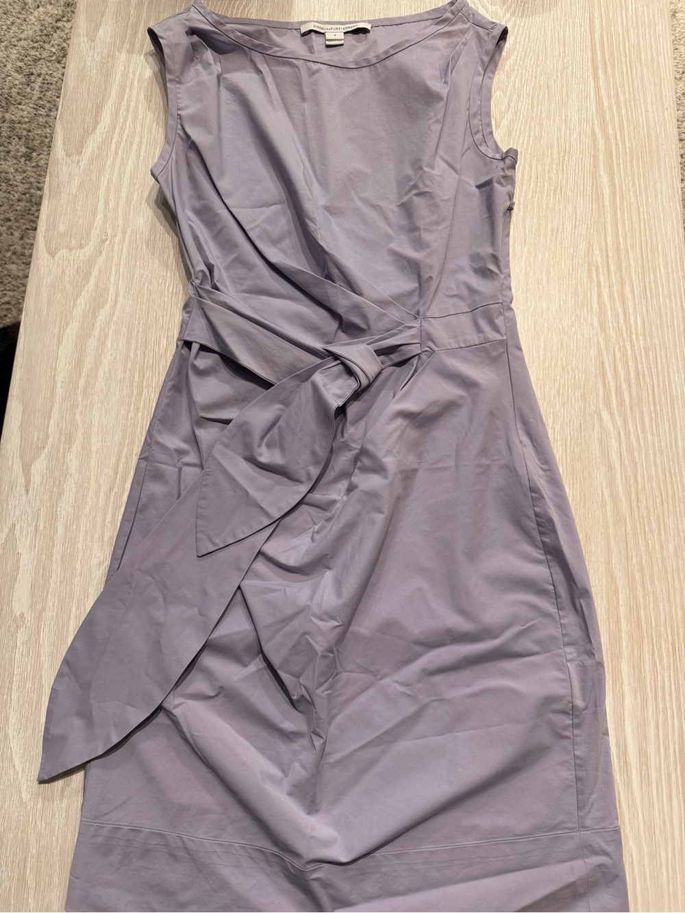 Diane Von Furstenberg Sleeveless Lavender Tie-Waist Midi Dress